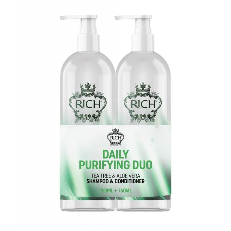 RICH Pure Luxury Daily Purifying Shampoo ja Hoitoaine - Duo 750 ml + 750 ml